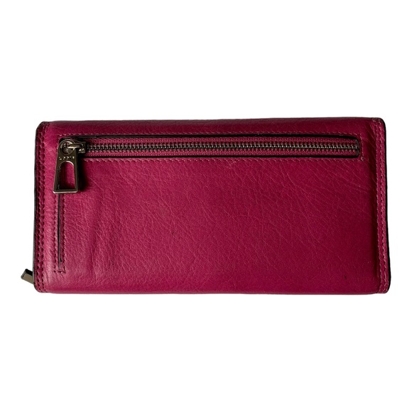 Lodis Magenta Pink Full Size Clutch Style Leather Wallet - Picture 2 of 10